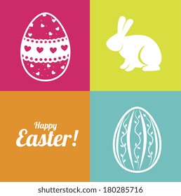 happy squares easter design over colorful  background vector illustration