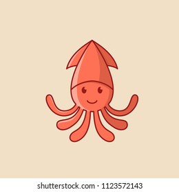 happy squid character mascot, squid vector logo template