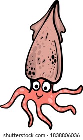 Happy squid, illustration, vector on white background
