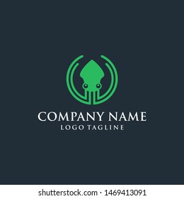 happy squid vector logo template design