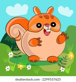Happy Squirrel cartoon Character Vector Illustration