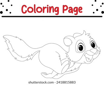 Happy squirrel coloring book for kids. Wild animal coloring pages for children