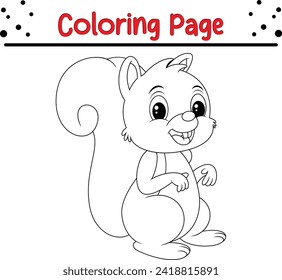 Libro feliz de colorear ardilla para los niños. Páginas de coloreado de animales salvajes para niños