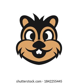 happy squirrel face head mascot logo