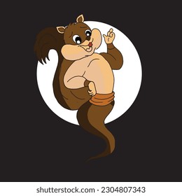 happy squirrel genie smiley in the moment when he appears.