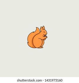 Happy squirrel holding a nut logo design colorful