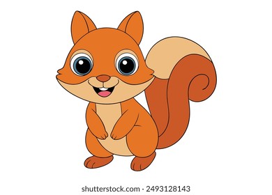 Happy Squirrel Isolated Vector Illustration: Cartoon, Clipart, and Line Art Design for Printable Graphics