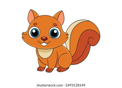 Happy Squirrel Isolated Vector Illustration: Cartoon, Clipart, and Line Art Design for Printable Graphics