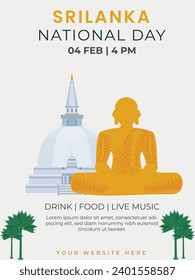 Happy Srilanka national day 4 February flyer template. Vector Illustration.