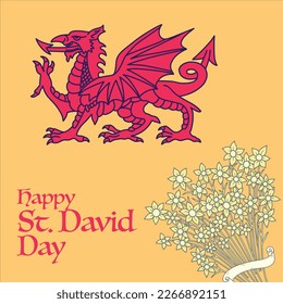 Happy St David Day Vector background, perfect for office, company, school, social media, advertising, printing and more