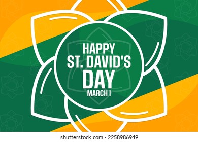 Happy St. David's Day. March 1. Vector illustration. Holiday poster