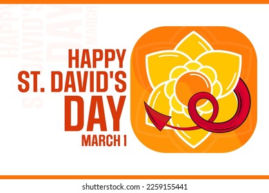 Alles Gute zum St. David's Day! 1. März. Vektorgrafik. Urlaubsposter
