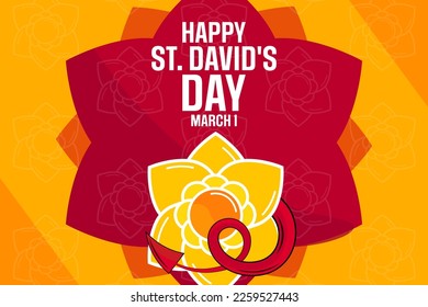 Happy St. David's Day. March 1. Vector illustration. Holiday poster
