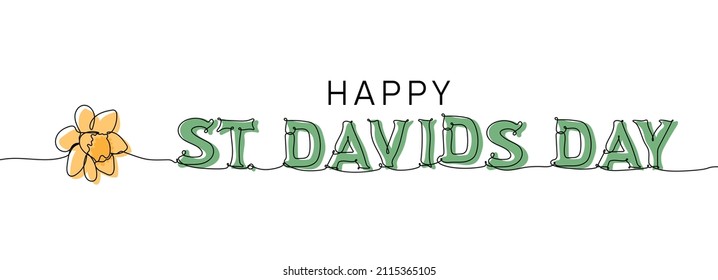 Happy St David's Day template in minimalist line art style. Suitable for greeting card, poster and banner. Vector illustration