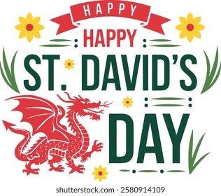 Happy St. David’s Day Celebration vector