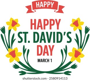 Happy St. David’s Day Celebration vector