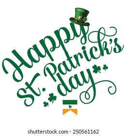 Happy St PatrickÃ¢Â?Â?s Day cheerful text design EPS 10 vector royalty free stock illustration  perfect for ads, poster, flier, signage, promotion, greeting card, blog