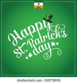 Happy St PatrickÃ¢Â?Â?s Day cheerful text design EPS 10 vector royalty free stock illustration  perfect for ads, poster, flier, signage, promotion, greeting card, blog