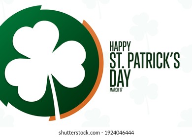 Happy St. Patrick’s Day. March 17. Holiday concept. Template for background, banner, card, poster with text inscription. Vector EPS10 illustration