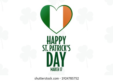 Happy St. Patrick’s Day. March 17. Holiday concept. Template for background, banner, card, poster with text inscription. Vector EPS10 illustration