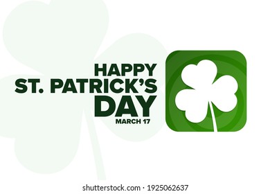 Happy St. Patrick’s Day. March 17. Holiday concept. Template for background, banner, card, poster with text inscription. Vector EPS10 illustration