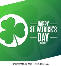 Happy St. Patrick’s Day. March 17. Holiday concept. Template for background, banner, card, poster with text inscription. Vector EPS10 illustration