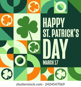 Happy St. Patrick’s Day. March 17. Holiday concept. Template for background, banner, card, poster with text inscription. Vector EPS10 illustration