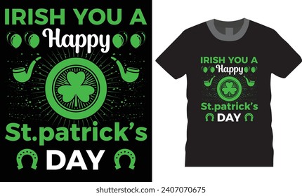 Happy St. Patrick's day typography t-shirt de diseño vectorial. Festividades irlandesas modernas fletando adorables regalos, Día de San Patricio, listos para camisetas tarjetas de afiches vectoriales letras de regalo