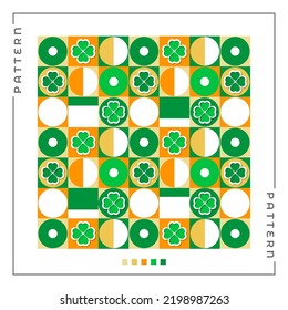 Happy St. Patrick’s day vector pattern in neo geometry style. Element for your next design