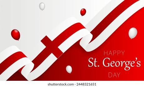 Happy St George Day background!England national day, bent waving ribbons in the colors of the England national flag.