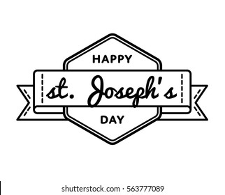 Happy St. Josephs day emblem isolated vector illustration on white background. 19 march world catholic holiday event label, greeting card decoration graphic element