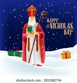 Happy St Nicholas Day Vector Illustration Stock Vector (Royalty Free ...