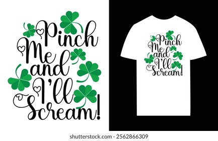 Happy St. Partick's day text T-Shirt design with black and white background.  Vector modern calligraphy.