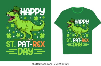 Happy St. Pat-Rex Day Patrick's Day T-Shirt Design