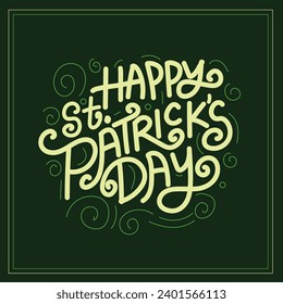 Happy St. Patric day, ilustración vectorial dibujada a mano. Imagen vectorial del Día del Feliz San Patricio. Tarjeta de saludo con letras de mano Saint Patrick's Day