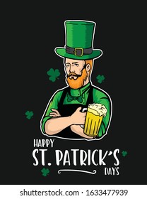 Happy st. patrick day card illustration art