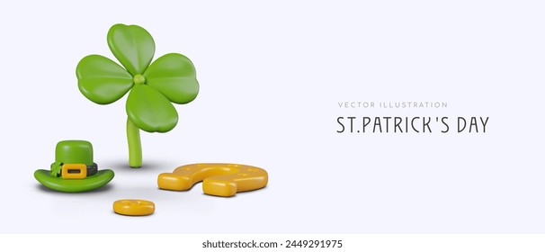 Happy St. Patrick Day celebration. Luck concept with fortune symbols