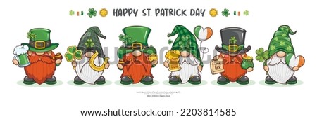 Happy St. Patrick Day With Cute Gnome On Banner Design, Leprechaun Character, Cute Cartoon Illustration