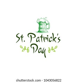 Happy St. Patrick Day Icon, Green Hand Zeichnen Kalligrafie Letting Isolated Vektorgrafik