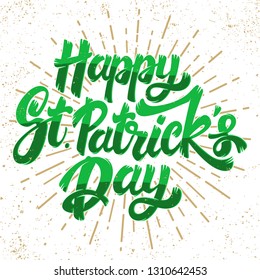 Happy st patrick day. Lettering phrase. Design element for poster, greeting card, banner. Vector illustration