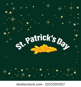 Happy St. Patrick Day lettering poster with green shamrock and orange stars. traditional holiday. For greeting cart, poster, banner, flyer, Greeting Card, social media. Isolated vector illustration	
