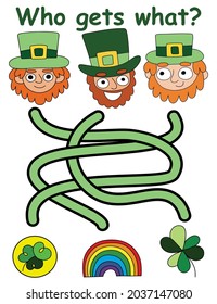 Happy St Patrick Day maze game for preschool children vector illustration