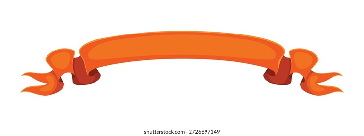 Feliz día de San Patricio Anuncio naranja, símbolo de la cultura irlandesa. Cinta festiva de Vector de dibujos animados con extremos rizados y una superficie lisa y brillante. Plantilla para sellos, anuncios y celebración cultural