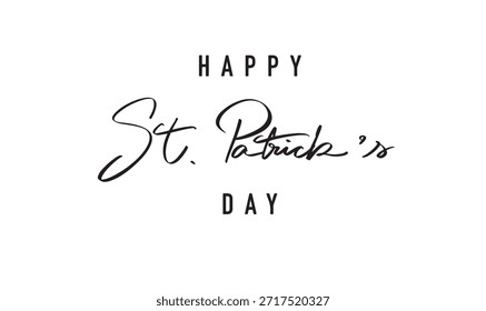 Happy st. patrick tag text schriftart kalligraphie hand geschriebene schrift skript schwarz farbe objekt symbol heilige patrick tag shamrock irisch irland 17 siebzehn tag datum marsch monat st. patrick tag celtic 