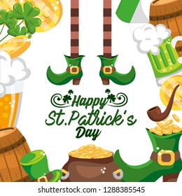 happy st patrick sticker with event decoration