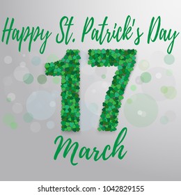 Happy St. Patrick's Day 17 march greeting. Vector illustration