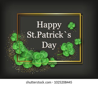 Happy St. Patrick's Day. Abstract background with clover and glitter. Vector illustration EPS10