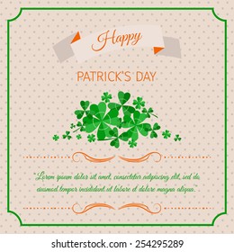 happy St. Patrick's Day abstract background with clover leafs. Vector illustration.