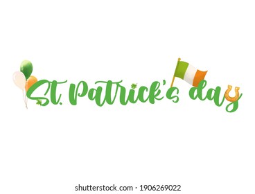 Happy St. Patrick's Day Background with Art Text and St.Patrick's Symbol on White Background Vector ilustración