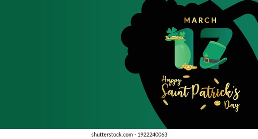 Happy St. Patrick's Day background with beer silhouette